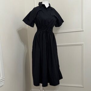 J. Crew Elena Shirt dress Shirred-Waist Midi Dress✨2